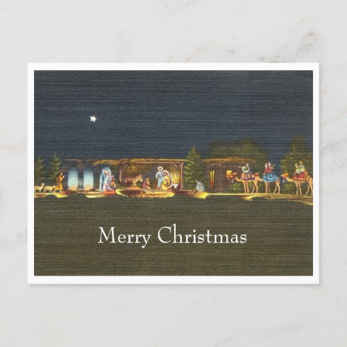 Vintage 1940s Nativity Scene Christmas Postcard