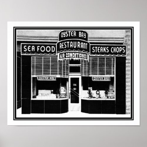 Vintage 1940s Oyster Bay Restaurant Poster
