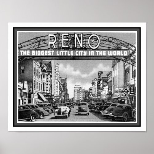  Vintage 1940s Reno Nevada Poster