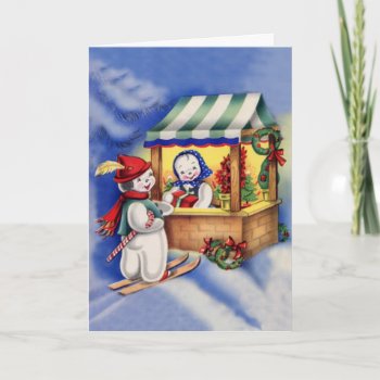 Vintage 1940s Snow People Holiday Card by christmas1900 at Zazzle