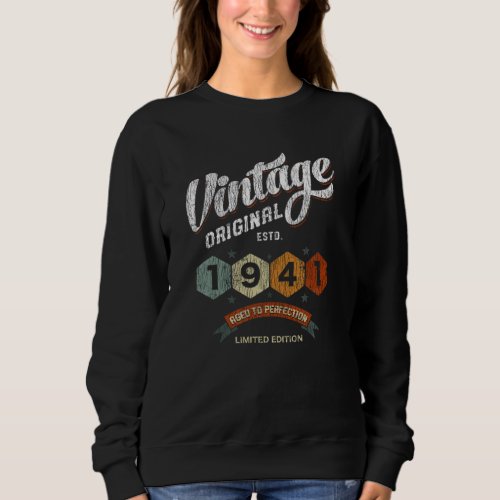 Vintage 1941 Bday Aged To Perfection 80th Birthday Sweatshirt