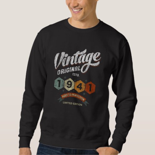 Vintage 1941 Bday Aged To Perfection 80th Birthday Sweatshirt