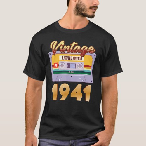 Vintage 1941 Born In Classic Cassette Tape T_Shirt