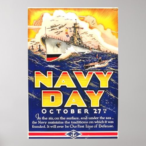 Vintage 1941 Navy Day Poster WWII