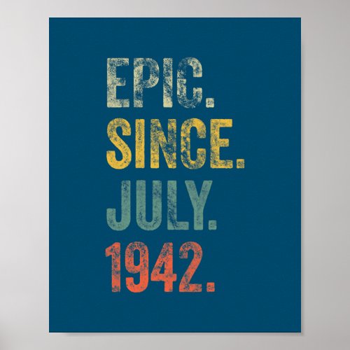 Vintage 1942 80th Birthday Epic Since July 1942  Poster