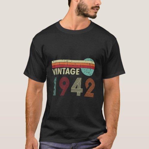 Vintage 1942 Birthday Retro Sunset T_Shirt