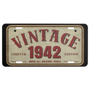 Vintage 1942 Limited Edition All Original Parts License Plate