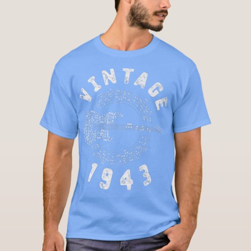 Vintage 1943 Birthday Limited Edition Guitar Music T_Shirt