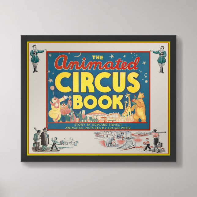 vintage 1943 CHILDREN'S CIRCUS BOOK Poster (Framed Front)