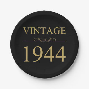 Vintage 1944 80th Birthday Paper Plates
