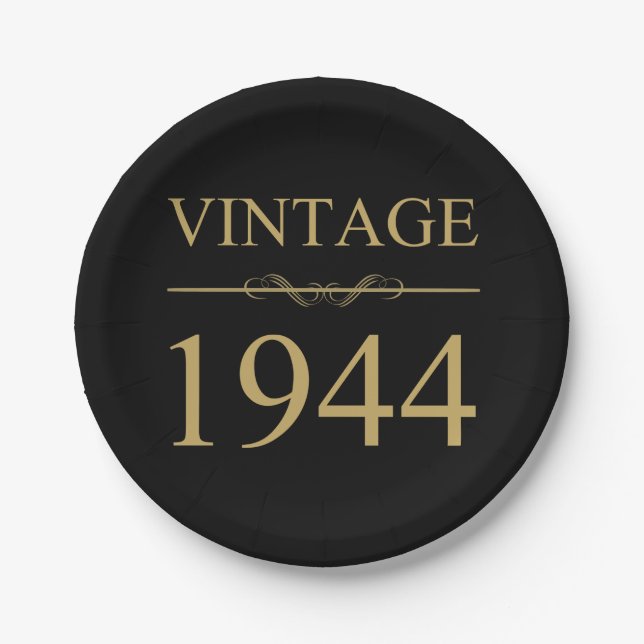 Vintage 1944 80th Birthday Paper Plates (Front)