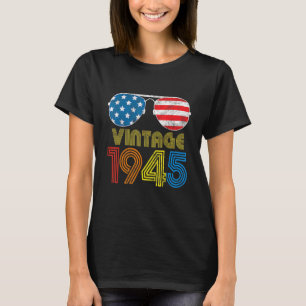 Vintage 1945 77 Years 77th Us American Flag Birth T-Shirt
