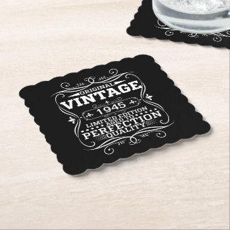 Vintage 1945 80th Birthday Aged To Perfection Paper Coaster