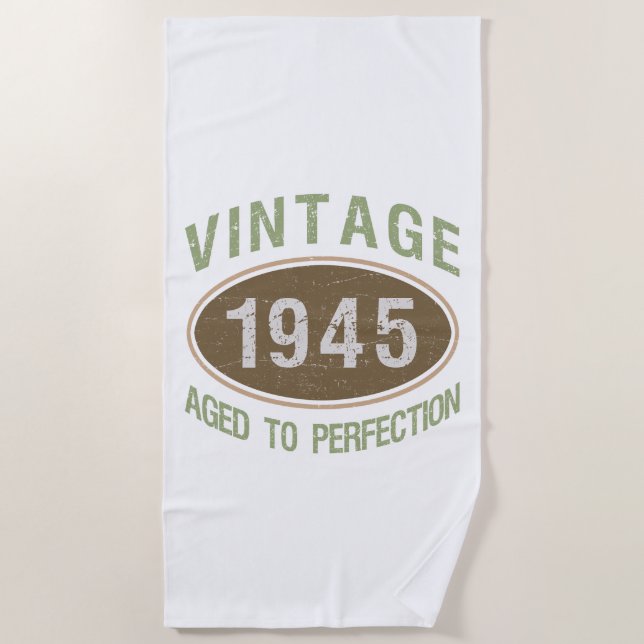 Vintage 1945 80th Birthday Beach Towel (Front)