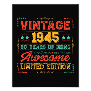 Vintage 1945 Made in 1945 80th Birthday 80 Years Photo Print