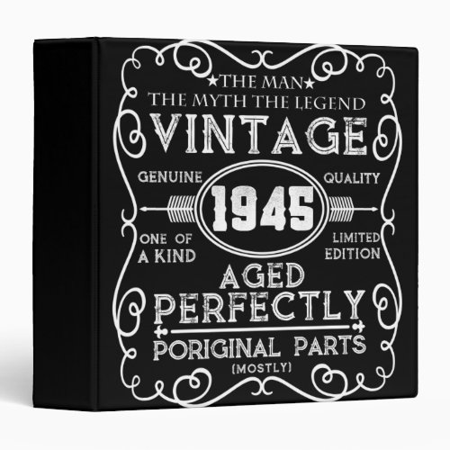 Vintage 1945 Man Myth Legend 76th Birthday 3 Ring Binder