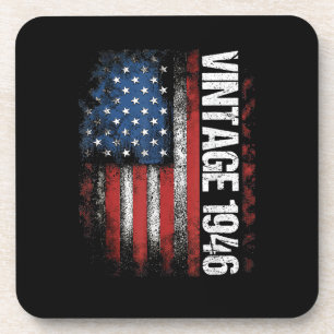 Vintage 1946 80th Birthday Gifts 80 Years Old Amer Beverage Coaster