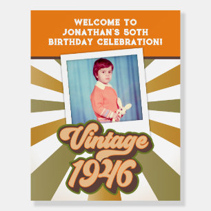 Vintage 1946 80th Birthday Photo Welcome Sign