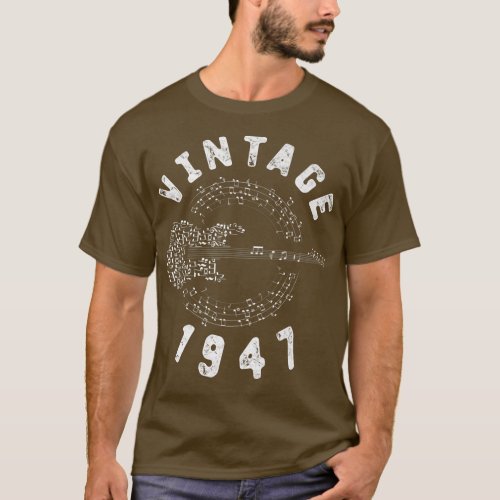 Vintage 1947 Birthday Limited Edition Guitar Music T_Shirt