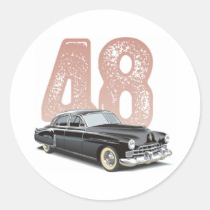 Vintage 1948 Cadillac Coupe: Black classic car Classic Round Sticker