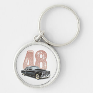Vintage 1948 Cadillac Coupe: Black classic car Keychain