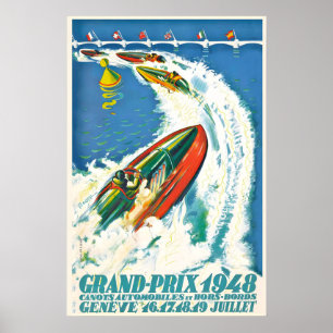 Vintage 1948 Grand Prix Racing Car Poster Print