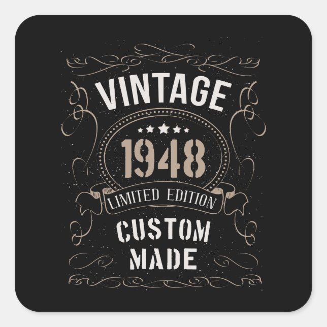 Vintage 1948 Limited Edition Custom made Square Sticker (Front)