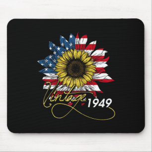 Vintage 1949 Sunflower 4th July Independence Day P Mouse Pad