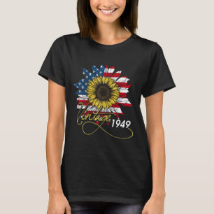 Vintage 1949 Sunflower 4th July Independence Day P T-Shirt