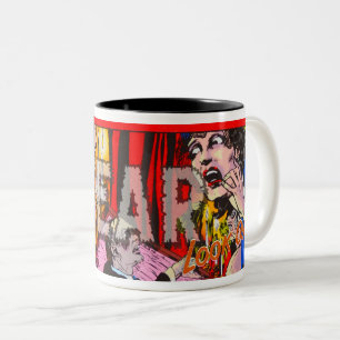 VINTAGE 1950-60s COMIC BOOK ELEMENTS Two-Tone Coffee Mug