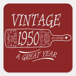 Vintage 1950 A Great Year Square Sticker