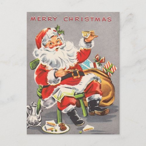 Vintage 1950 Christmas Santa Holiday Postcard