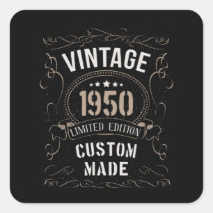 Vintage 1950 Limited Edition Custom made Square Sticker