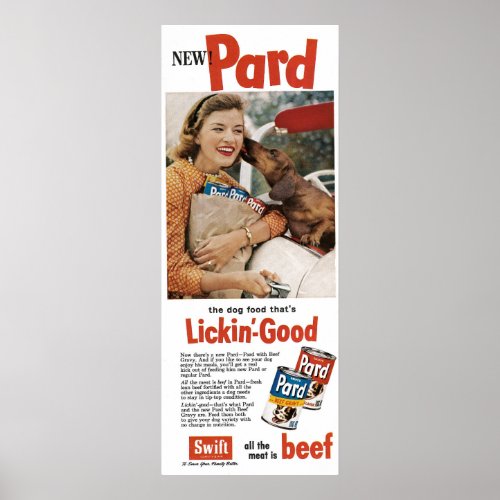 Vintage 1950s Ad Dog Food Poster
