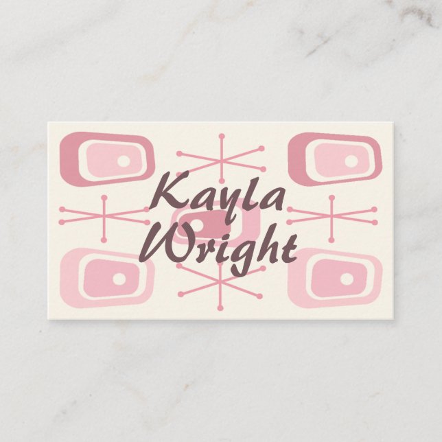 Vintage 1950s Atomic Age Vanilla Pink Business Card (Front)