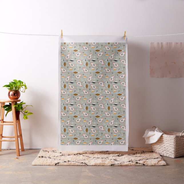 Vintage 1950s Atomic Mid-Century Modern Design Fabric | Zazzle