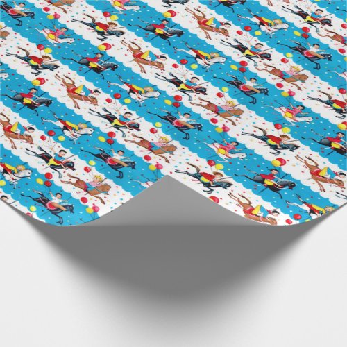 Vintage 1950s Birthday Carousel Horses Wrapping Paper