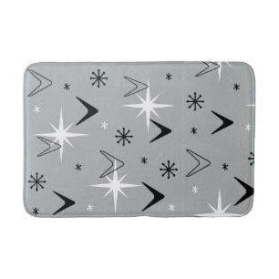 Vintage 1950s Boomerangs and Stars Gray Bath Mat