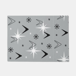 Vintage 1950s Boomerangs and Stars Gray Doormat