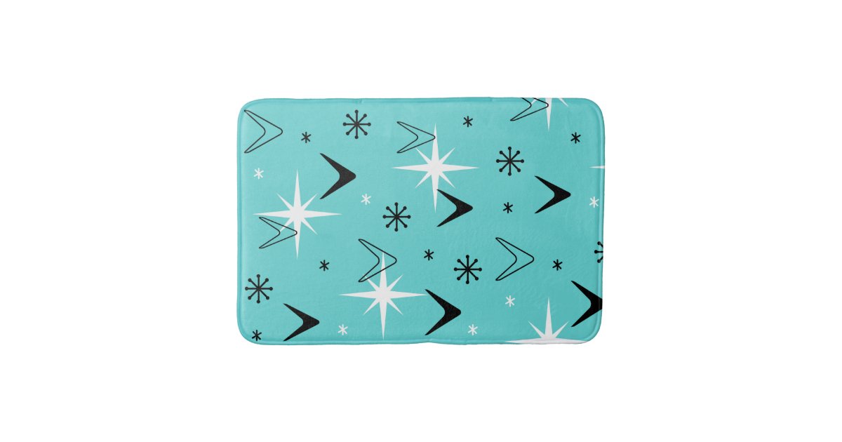 Retro Atomic Starburst Blue & Off-White MCM Bath Mat