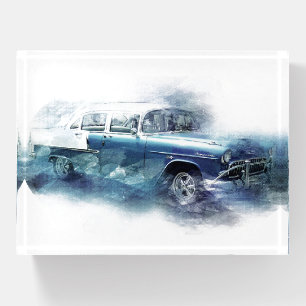 Vintage 1950s Chevy Car Digital Art Paperweight