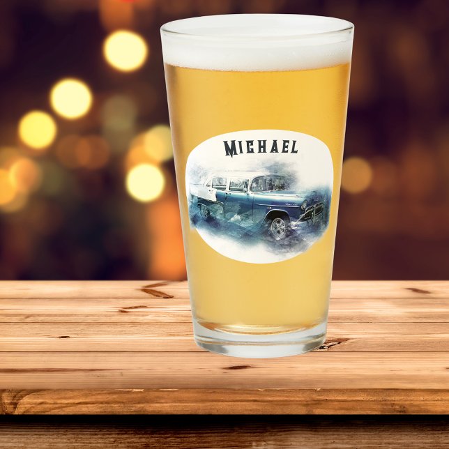 Vintage 1950s Chevy Car Personalized Beer Glass (Creator Uploaded)