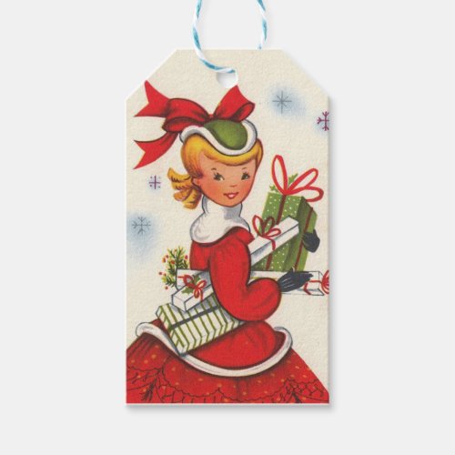 Vintage 1950s Christmas Girl Gift Tags