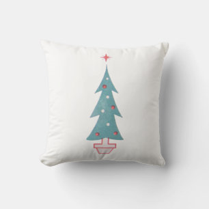 Vintage 1950s Christmas Tree Farm Throw Pillow