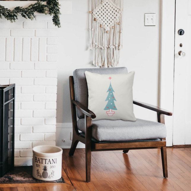 Vintage 1950s Christmas Tree Farm Throw Pillow (Creator Uploaded)