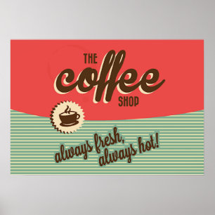 Vintage 1950s Coffee Shop Signage Poster