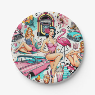 Vintage 1950s Cute Pattern Paper Plates