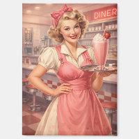 Vintage 1950s Diner Pin-Up Waitress