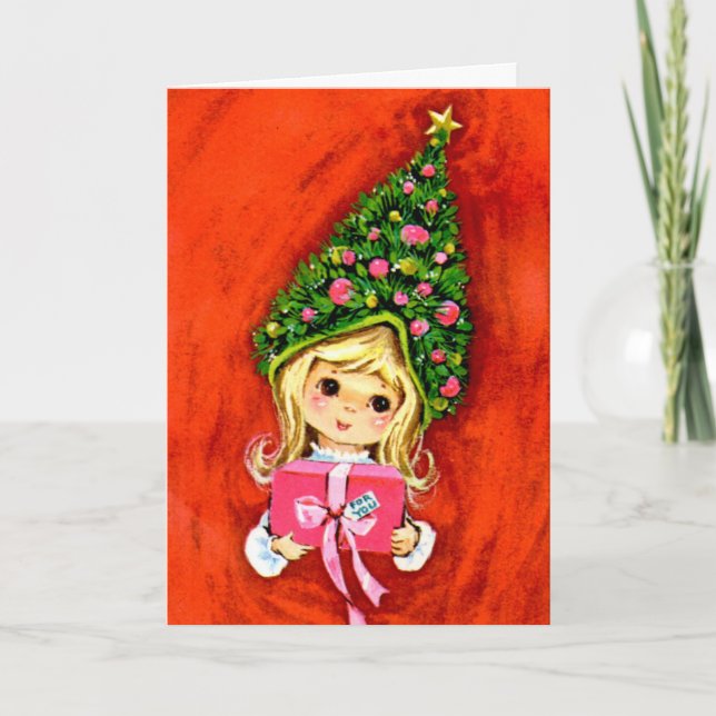 Vintage 1950's Elf Christmas Card (Front)