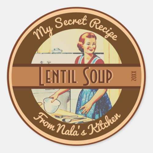 Vintage 1950s Food Label with Custom Text  Name